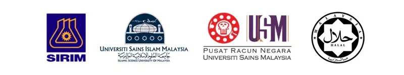 Logo SIRIM, USIM, Pusat Racun Negara USM, Halal JAKIM