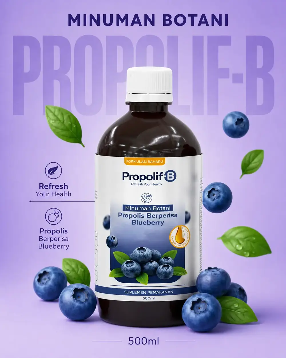 Propolif-B Minuman Botani Propolis Blueberry 500ml