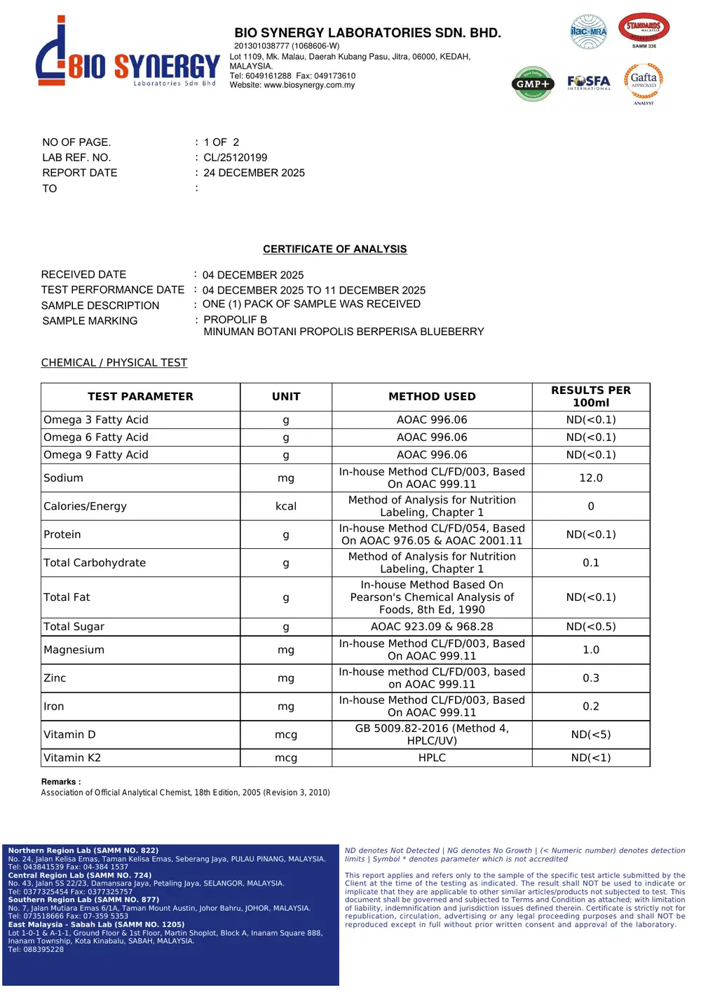 Sijil Bio Synergy Propolif-B